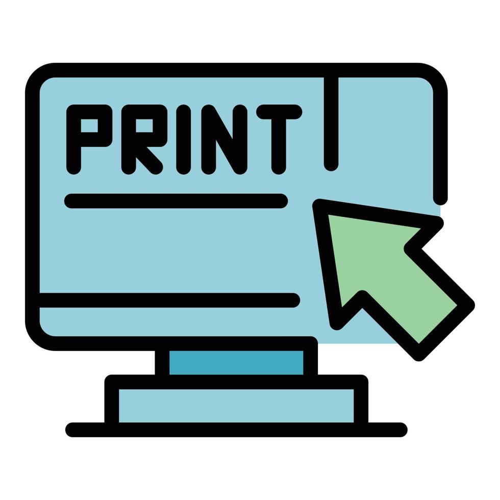 Monitor print icon vector flat