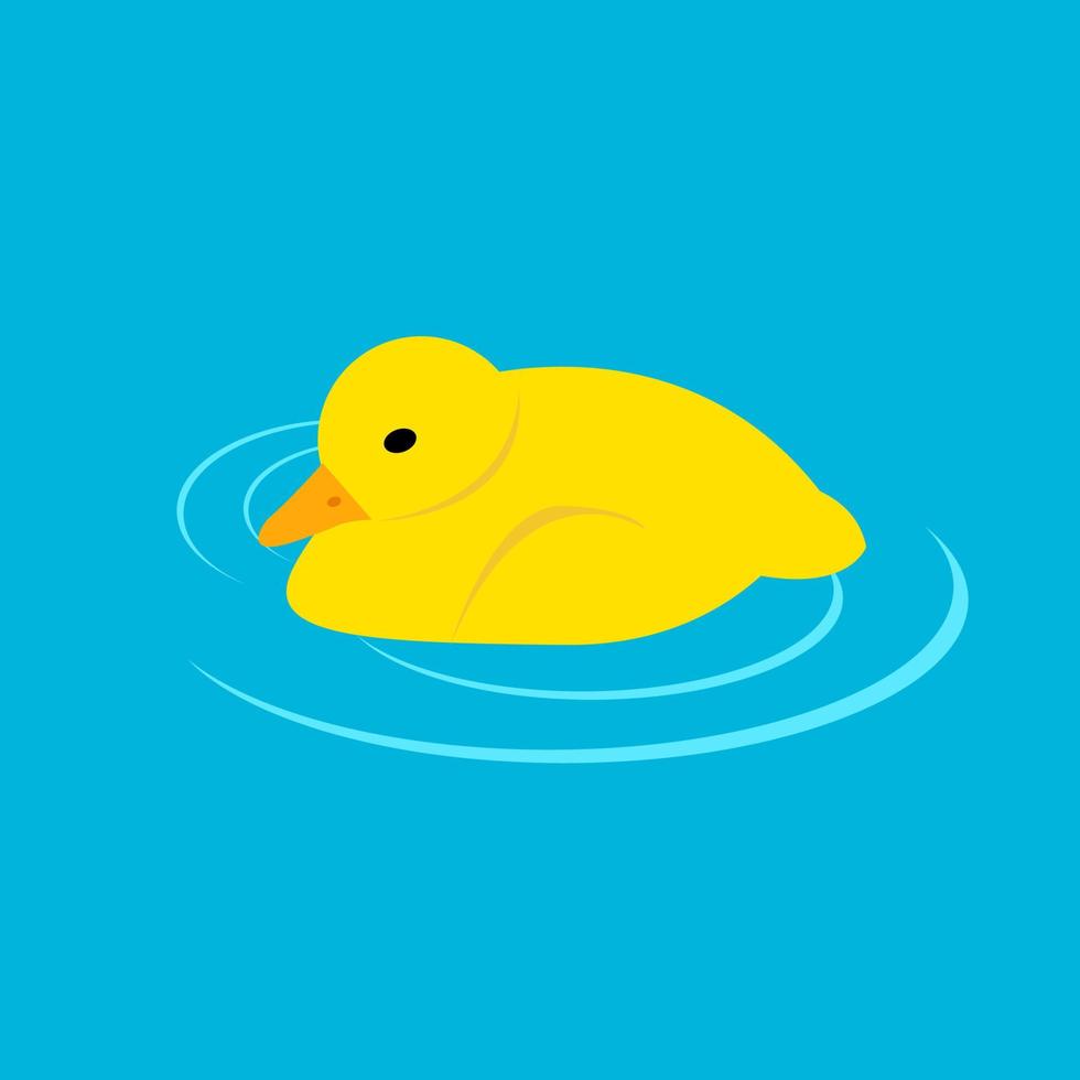 Cute yellow duckling on water vector