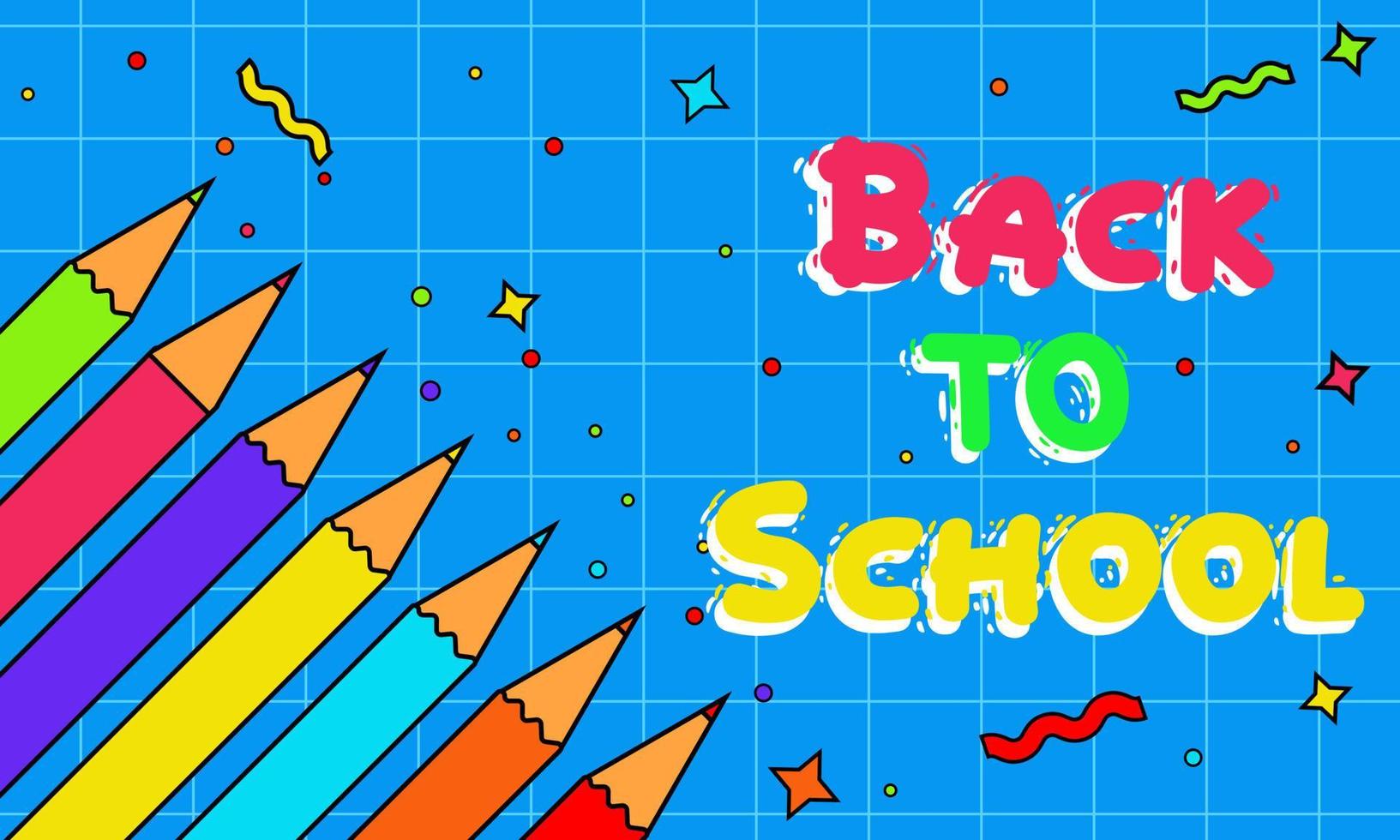 Back to school background with colorful pencils in y2k style design vector