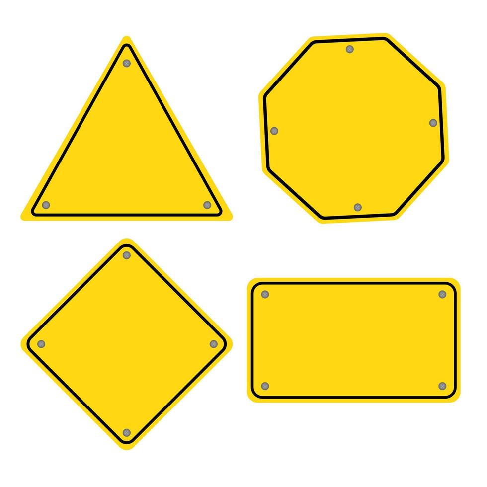 Road signs set in yellow color vector