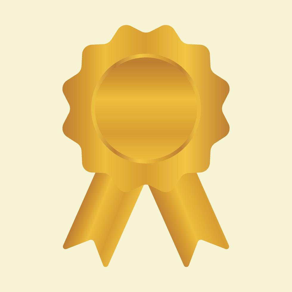 Award badge or winning prize ribbon in gold color vector