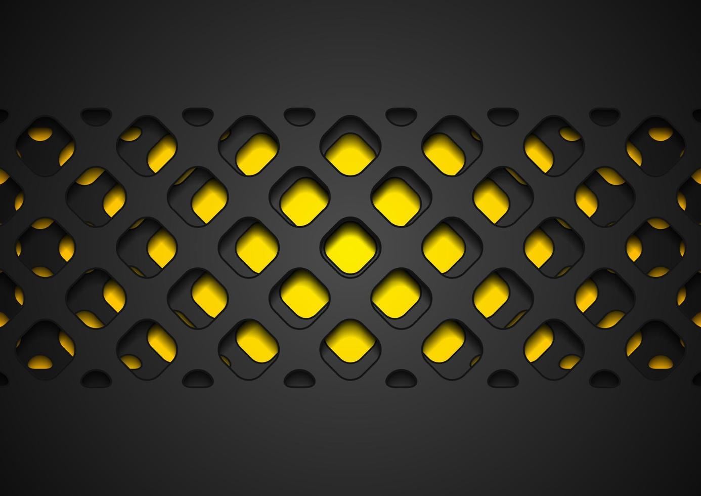 negro resumen corte de papel cuadrícula modelo en amarillo antecedentes vector