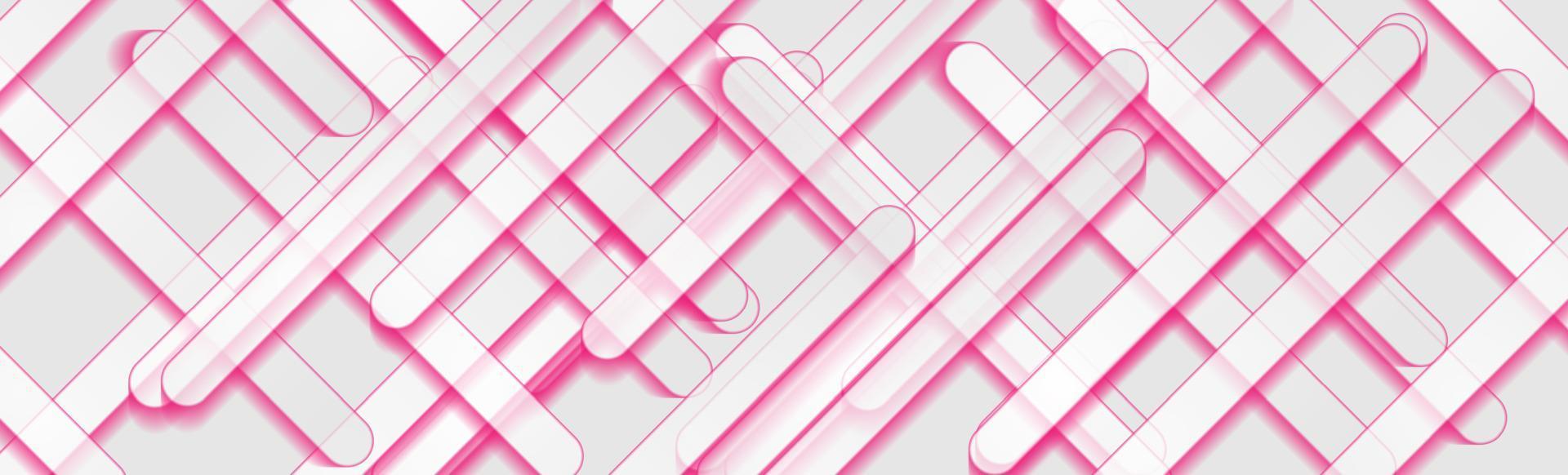 Pink and white stripes abstract tech banner background vector