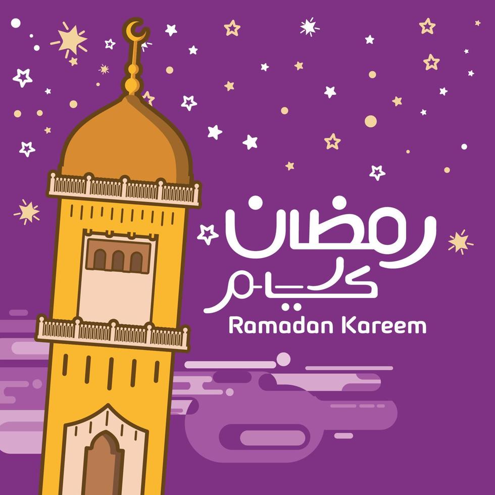 Greeting ramadan kareem with Islamic ornaments. Can be used for online and printed posting needs. Vector illustration