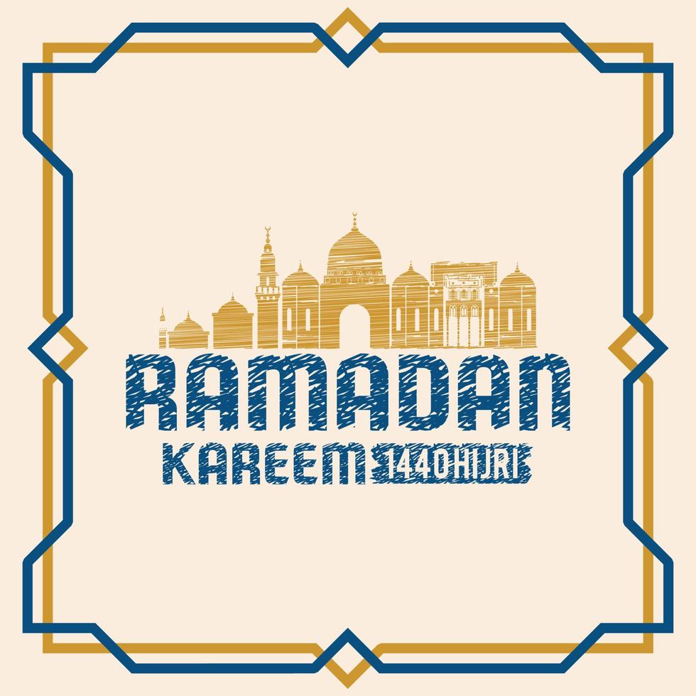 Greeting ramadan kareem with Islamic ornaments. Can be used for online and printed posting needs. Vector illustration