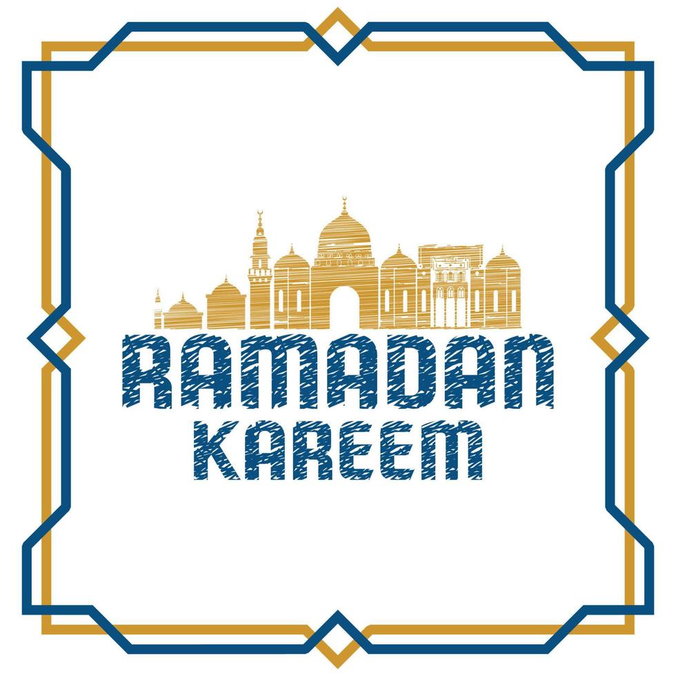 Greeting ramadan kareem with Islamic ornaments. Can be used for online and printed posting needs. Vector illustration