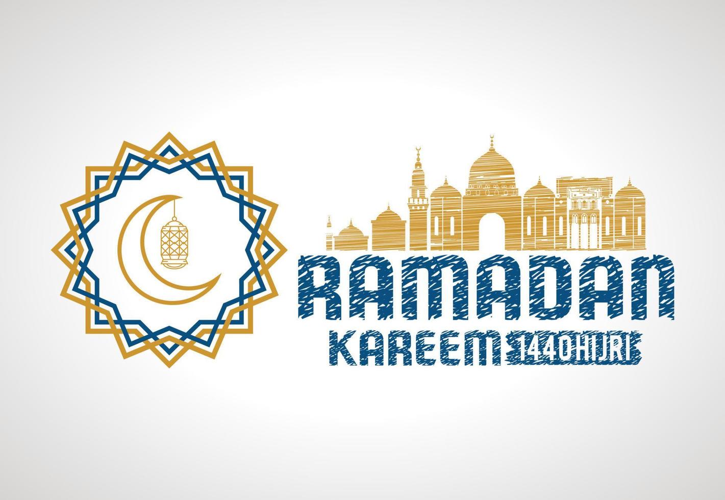 Greeting ramadan kareem with Islamic ornaments. Can be used for online and printed posting needs. Vector illustration