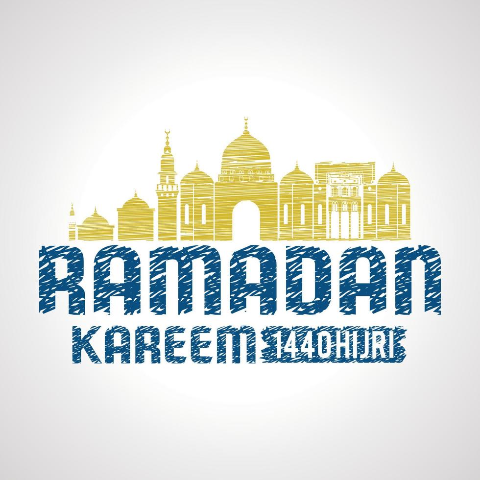 Greeting ramadan kareem with Islamic ornaments. Can be used for online and printed posting needs. Vector illustration