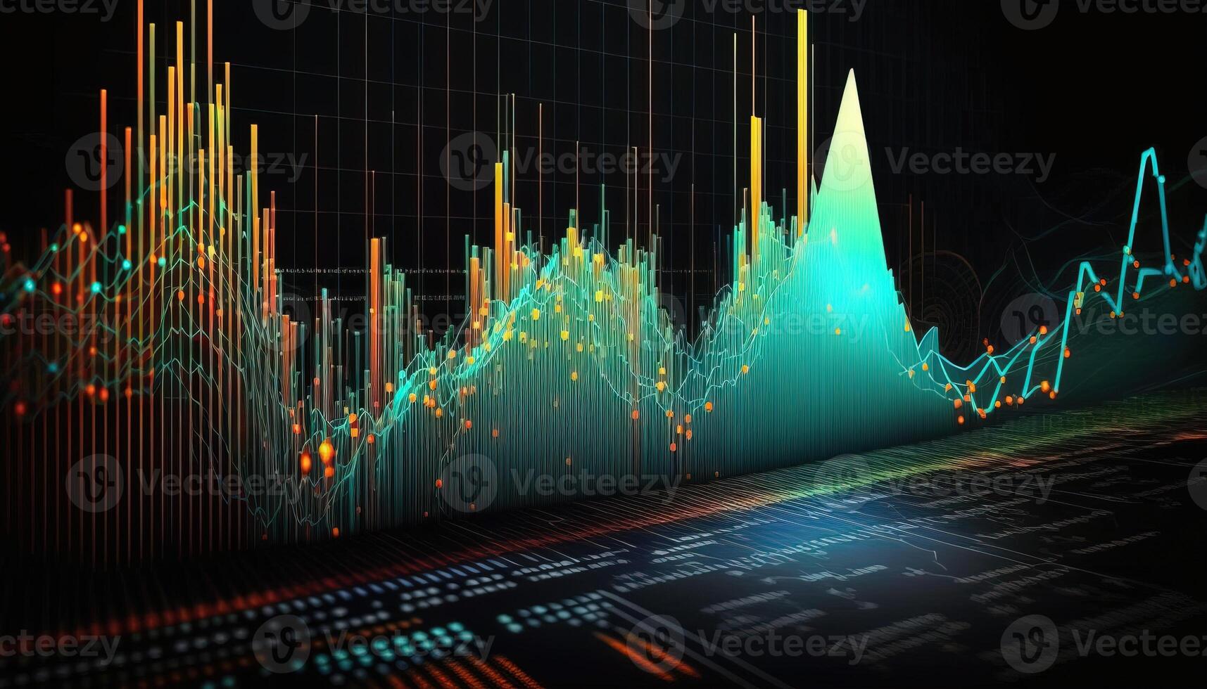 , stock market chart lines, financial graph on technology abstract background represent financial crisis, financial meltdown. Technology concept, trading market concept. photo
