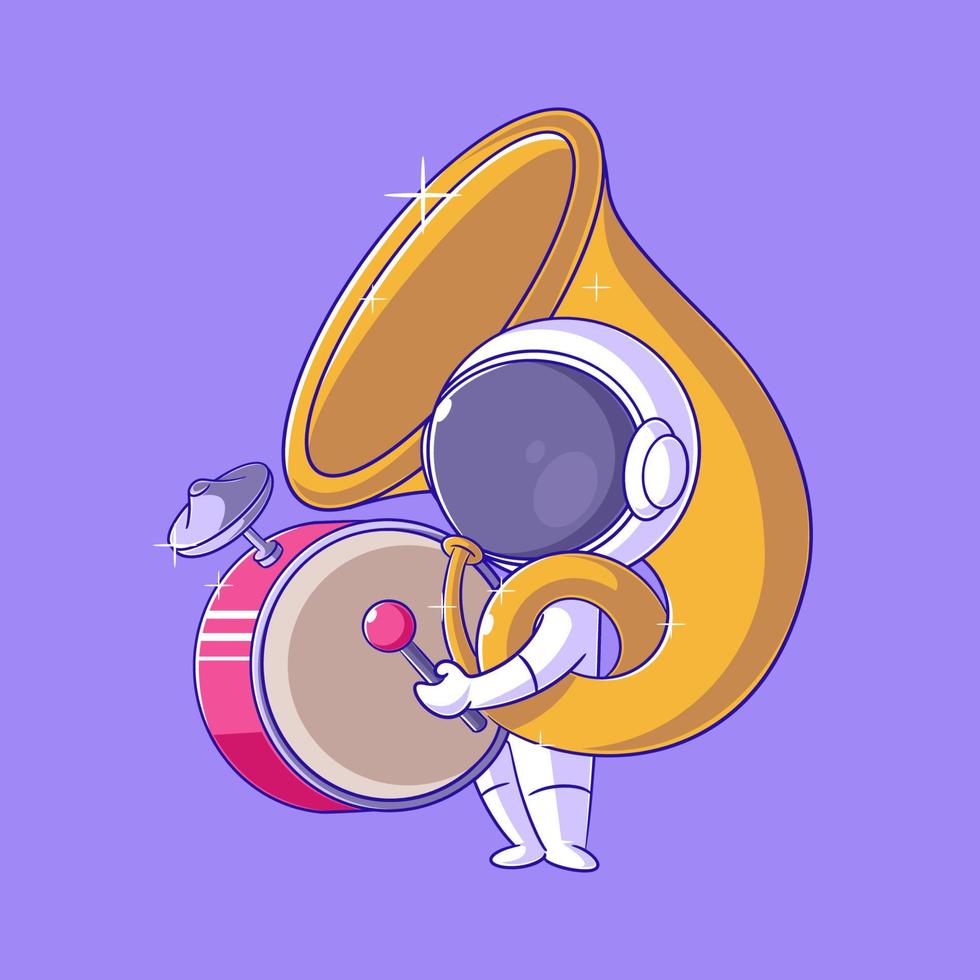 astronautas jugando de marcha banda instrumentos vector