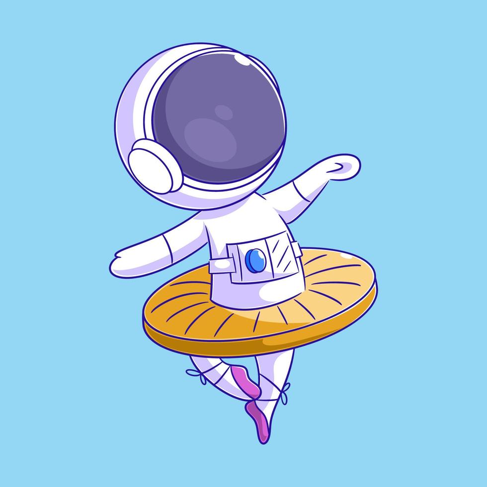 Astronaut dancing ballet in red shoes vector