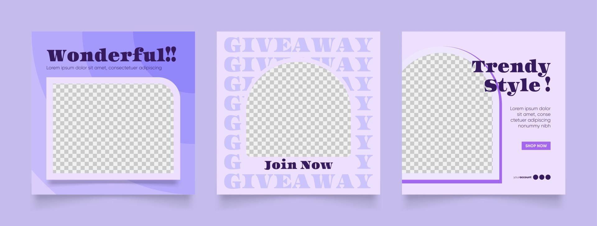 social media template banner fashion sale promotion in purple color vector