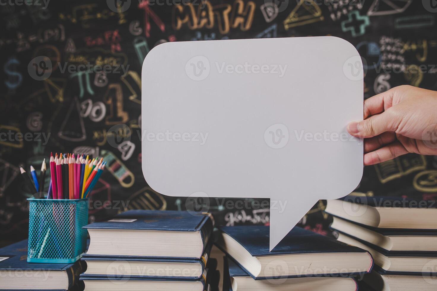 empty speech bubble in classroom photo