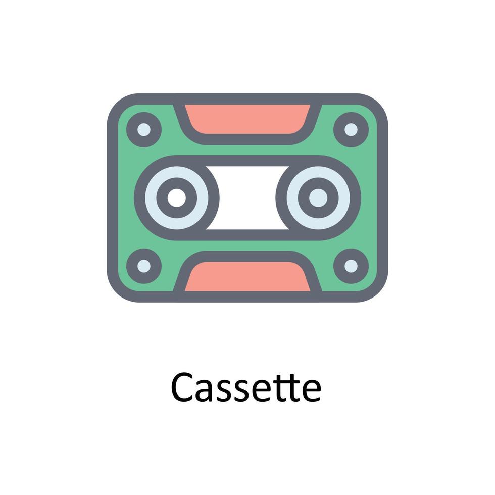 Cassette Vector Fill outline Icons. Simple stock illustration stock