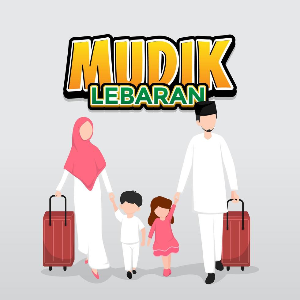 mudik lebaran cartoon banner illustration vector