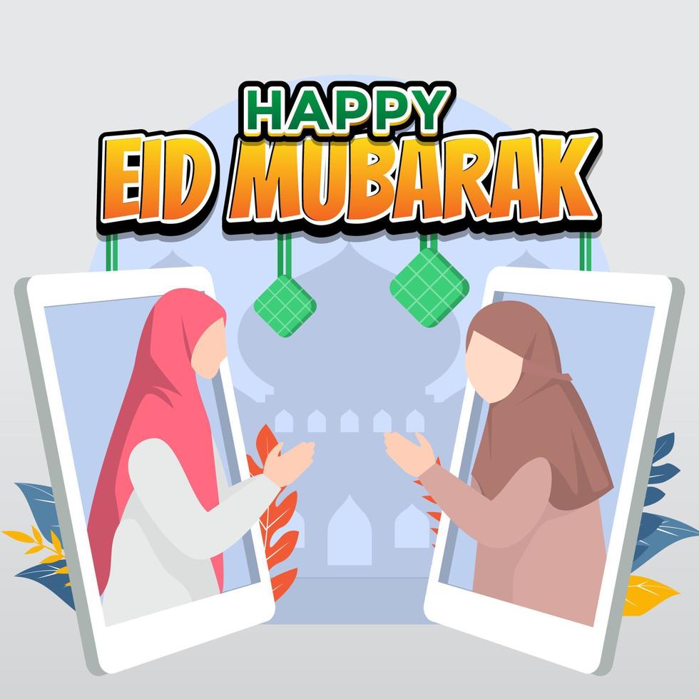 Eid al-Fitr Halal Bihalal cartoon illustration vector