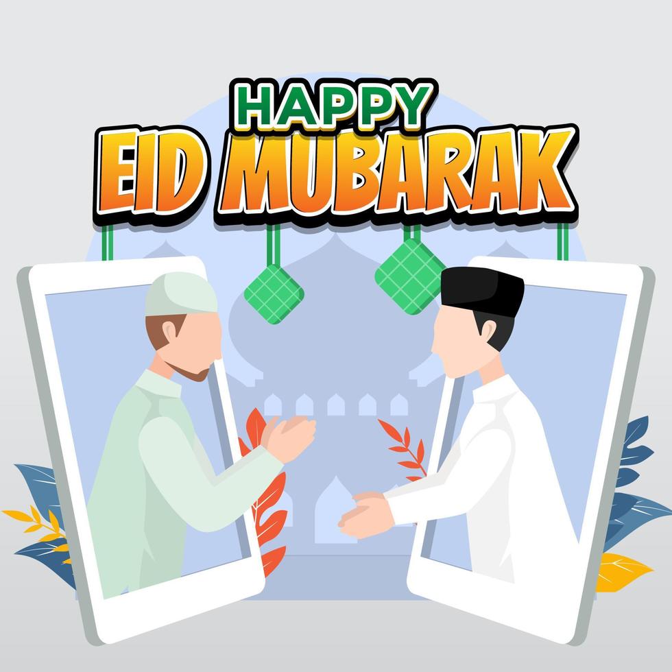 Eid al-Fitr Halal Bihalal cartoon illustration vector