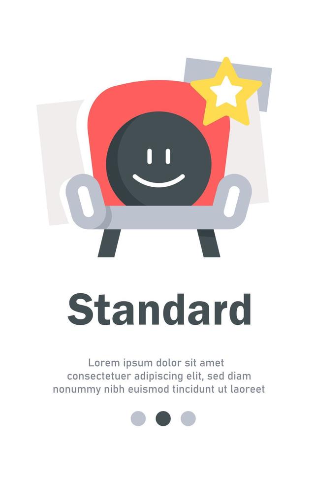 Service upgrade concept,standard account,better offer, emoticon in armchair vector