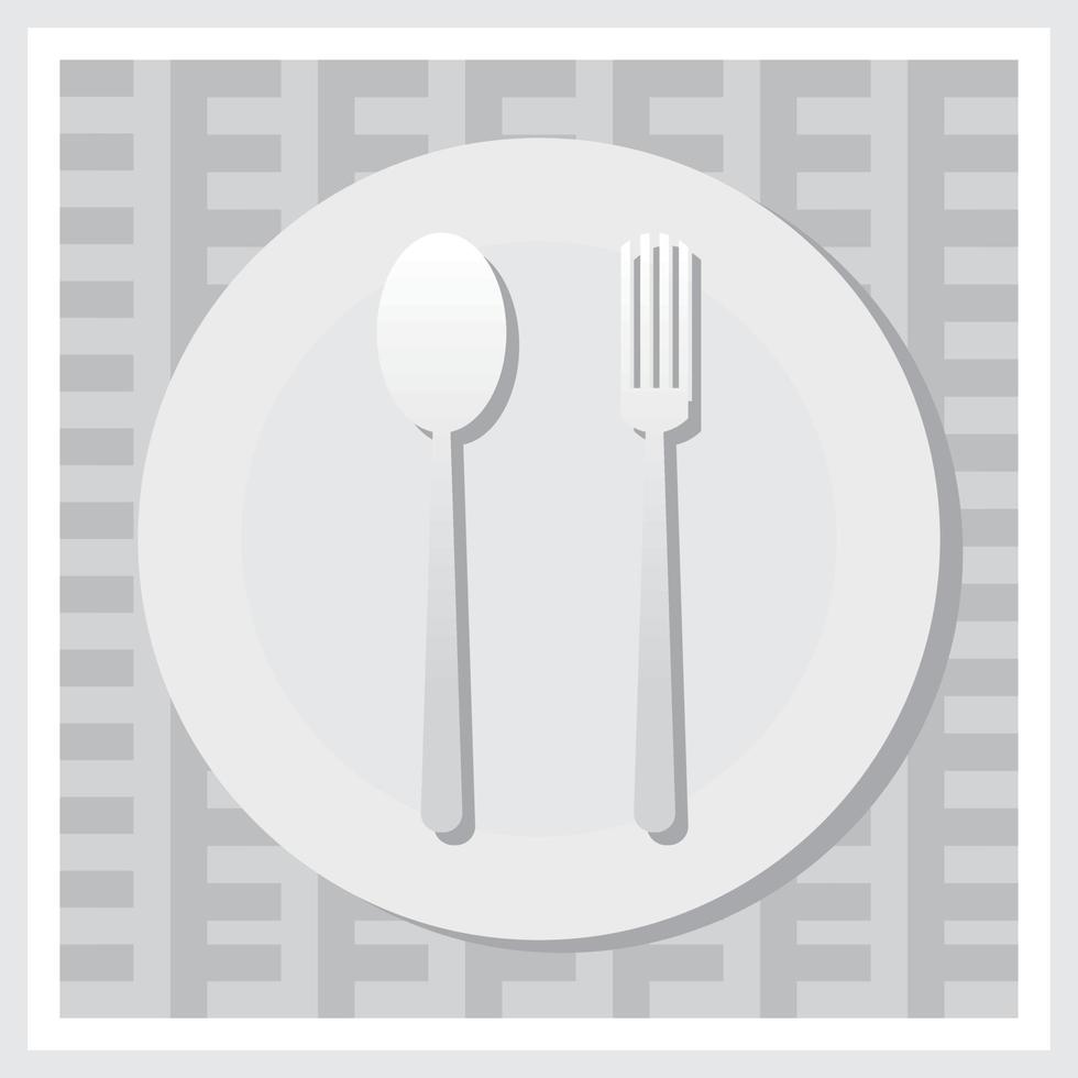 Print, spoon, table dinner, kitchen, plate vector