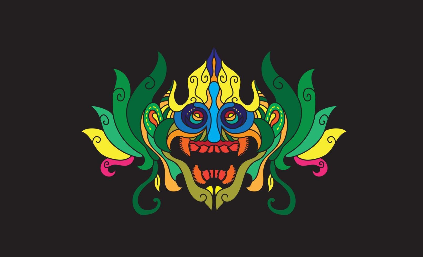 imprimir, arte, balinés, cultura, barong vector