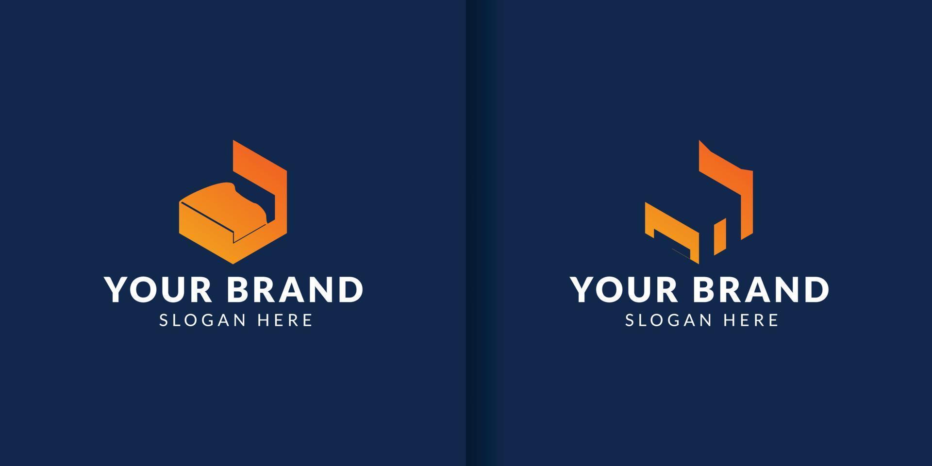 Simple bed logo designs vector