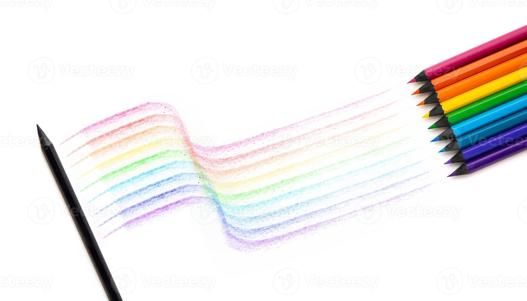 LGBTQ Concepts. Rainbow Flag created by Colour Pencil. Pride month. Sign of Gender, Human Rights and Protest. Symbol of LGBTQ People act Together as Community or Unity. photo