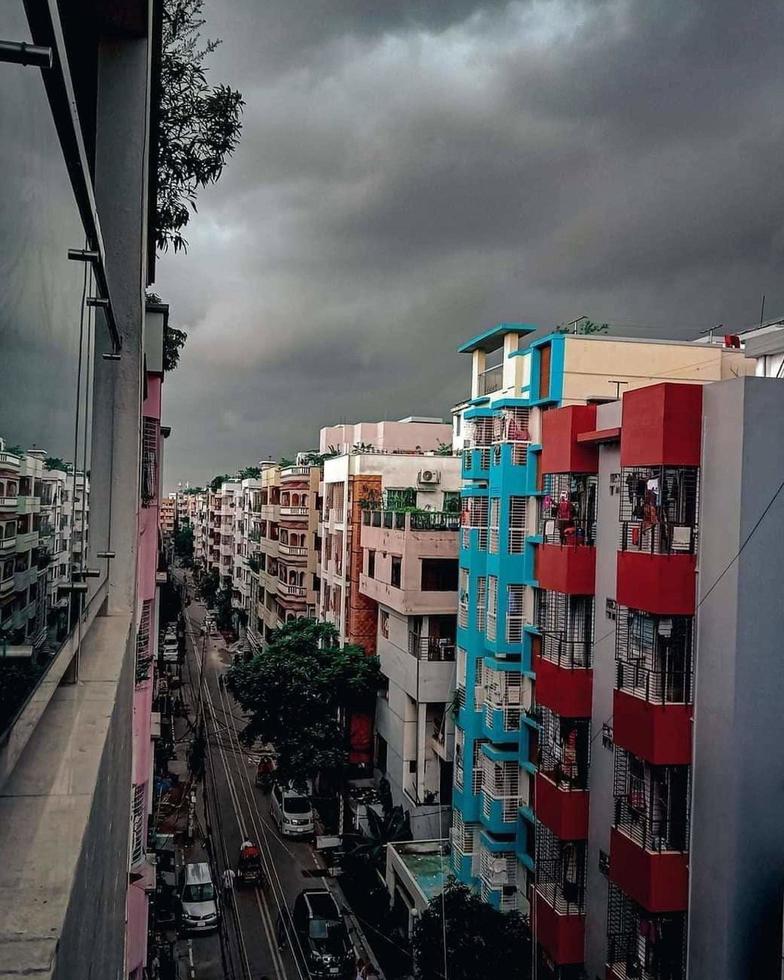 Bangladesh, Dhaka, 2023 - The city sky was filled with billowing, gray clouds photo