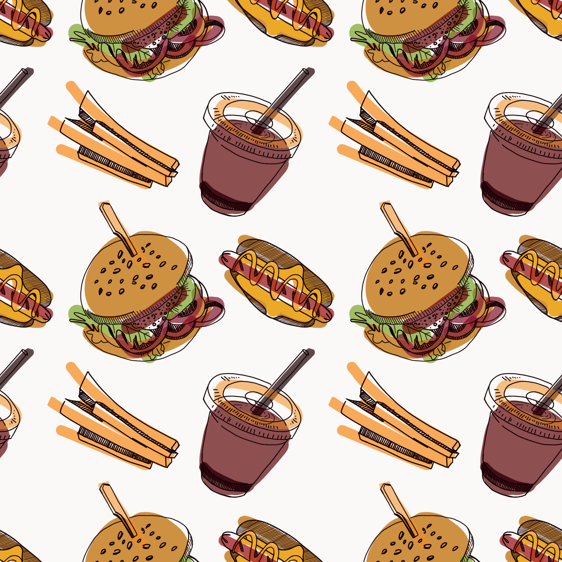 sin costura vector modelo. calle alimento, rápido comida carne