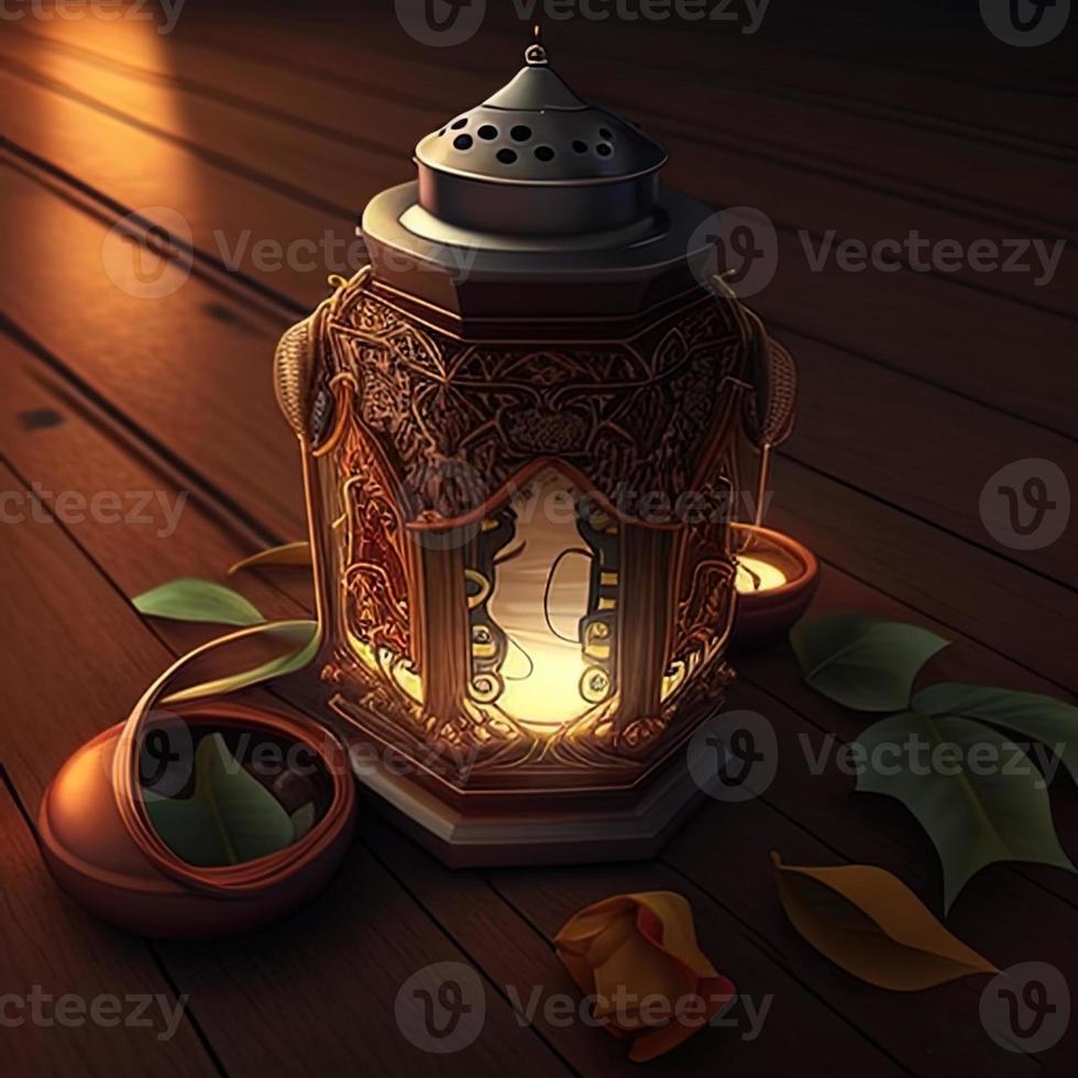 Fabulous fantastic background with Arabic Muslim lantern for celebrating Muslim Islamic holidays ai art. AI Generated photo