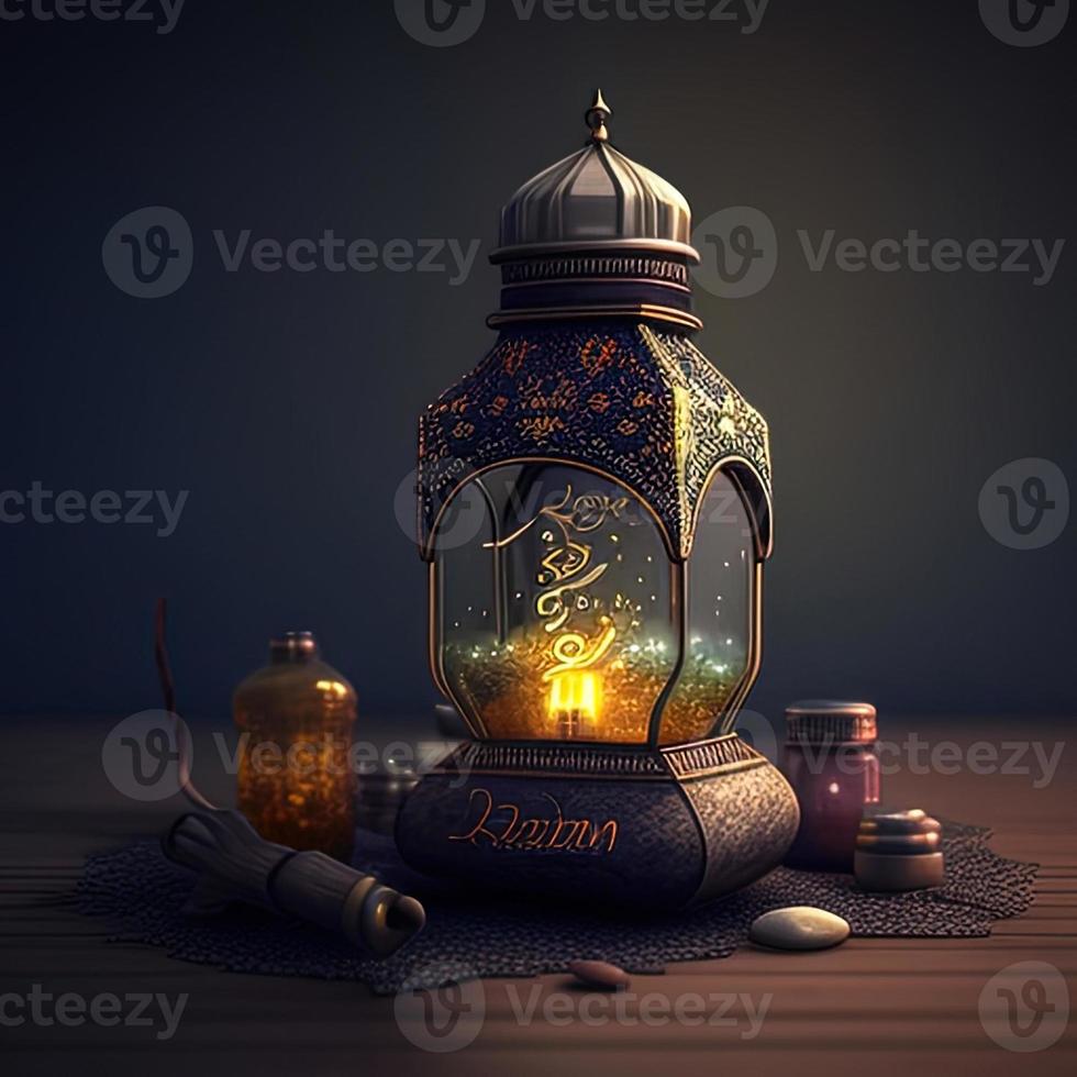 Fabulous fantastic background with Arabic Muslim lantern for celebrating Muslim Islamic holidays ai art. Ai generative photo