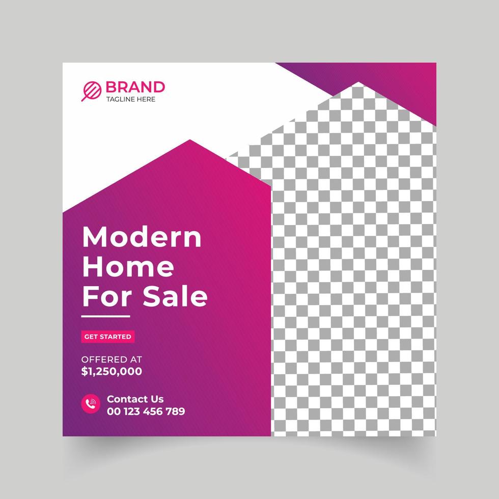 Home for sale social media design vector