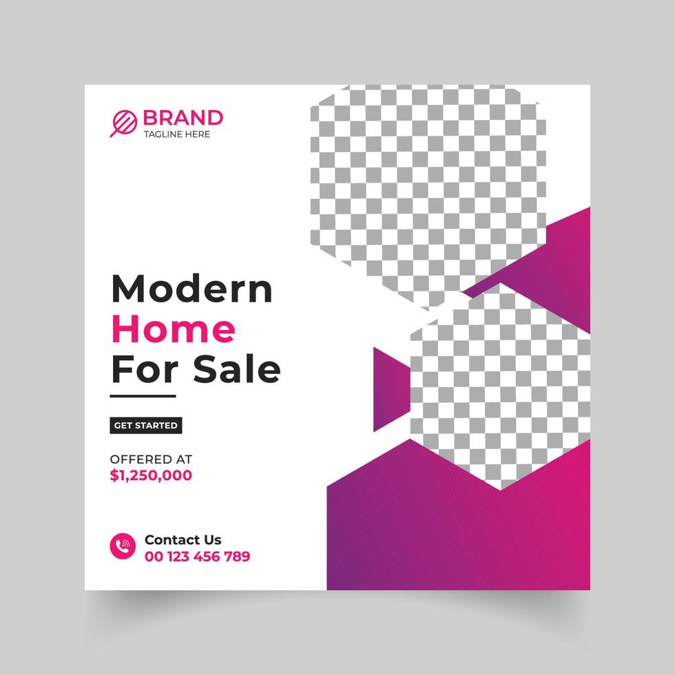 Home for sale social media design vector