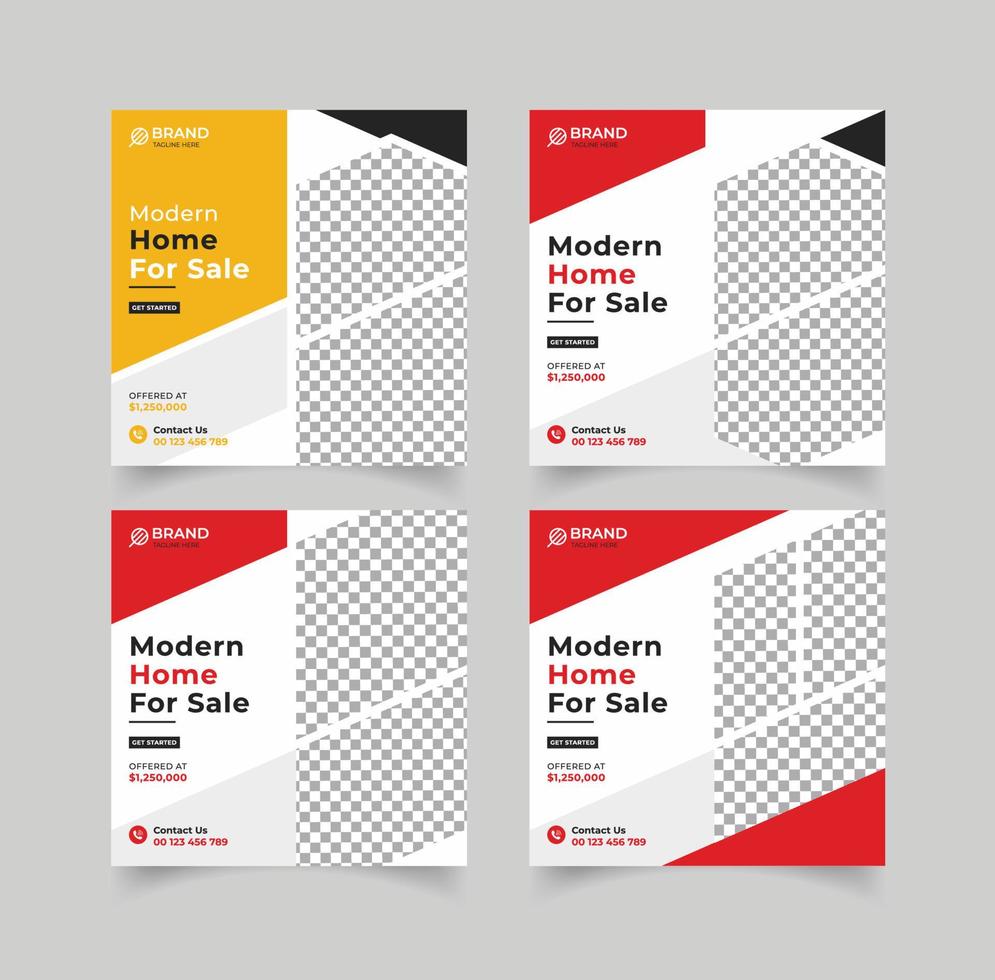 Bundle home for sale social media design vector