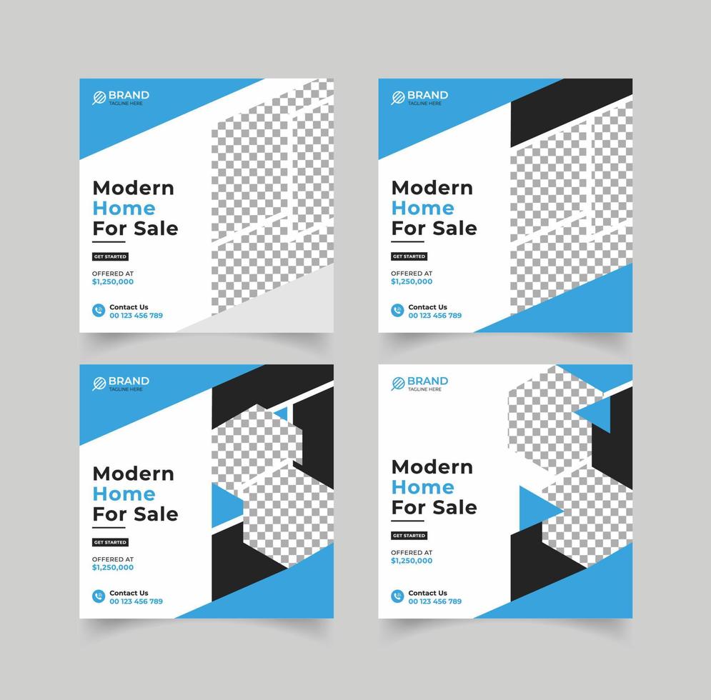 Bundle home for sale social media design vector