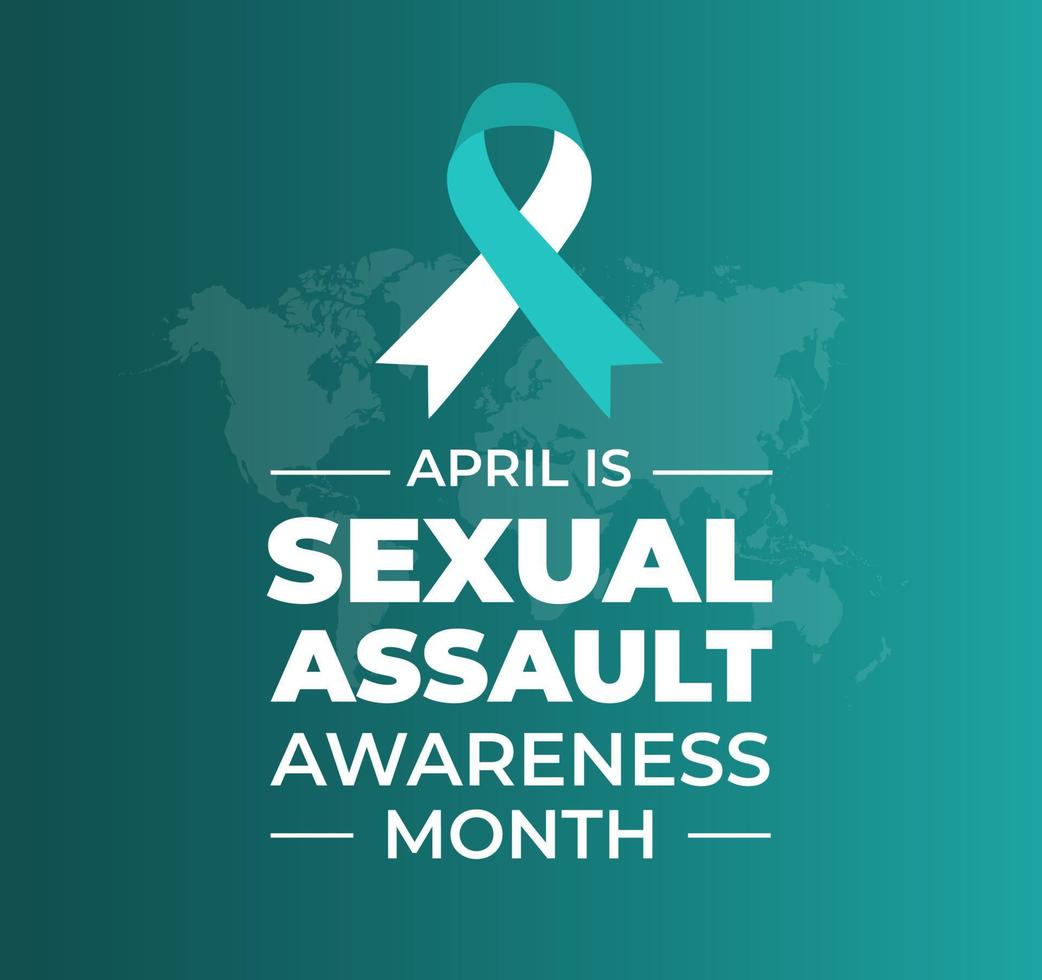 Sexual assault awareness month background or banner design template with ribbon. Vector illustration.