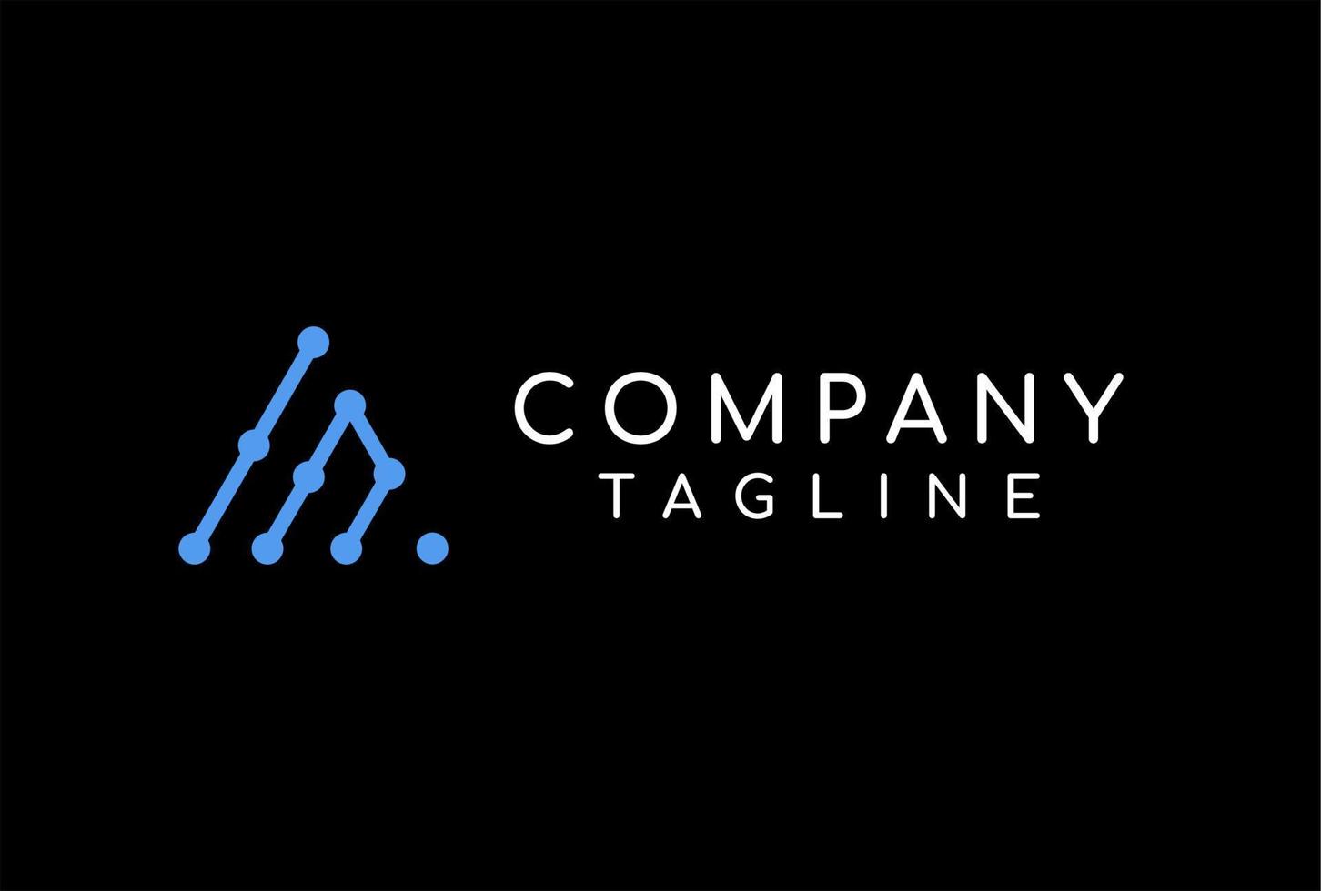 Dots Connected Diagonal Lines A Letter Logo Design vector