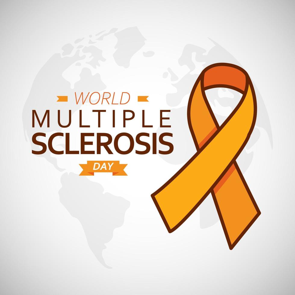 Multiple Sclerosis Day. World MS Day design with orange ribbon illustration vector