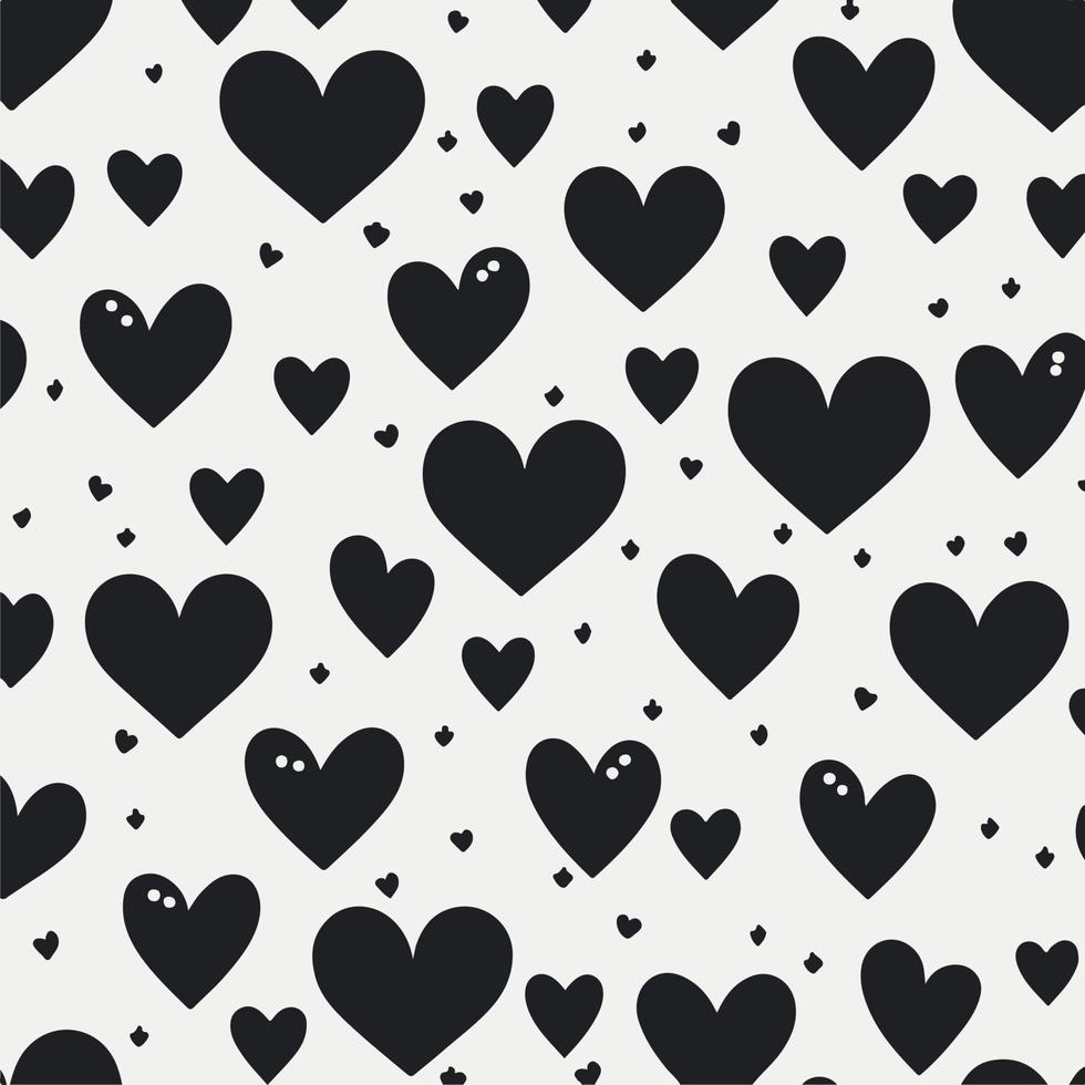 Black Love and heart pattern in white background Valentine's Day Pattern. Anniversary, Birthday. Love. Sweet Moment. Wedding. vector illustration