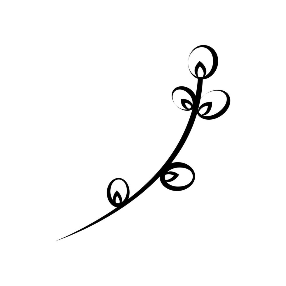 Linear willow twig in doodle style vector