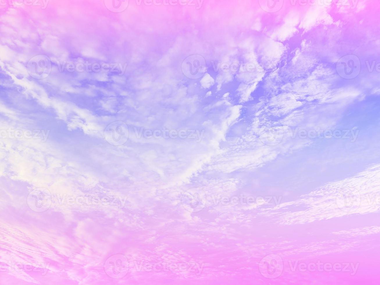 beauty sweet pastel violet blue colorful with fluffy clouds on sky. multi color rainbow image. abstract fantasy growing light photo