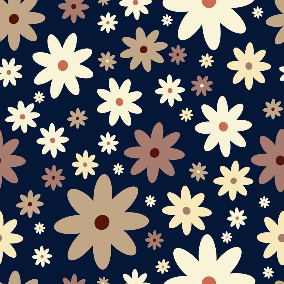 Hippie flowers boho seamless background. floral retro pattern vector