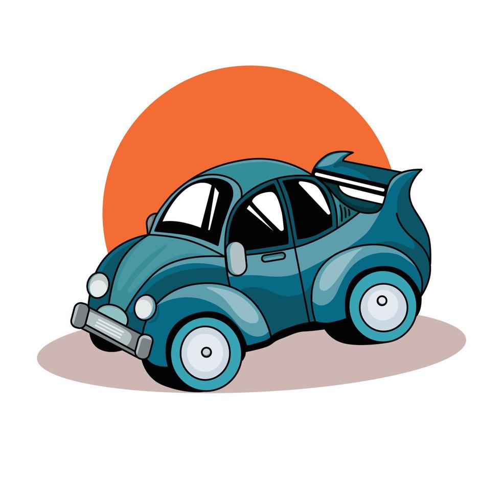 vector diseño, plano diseño ilustración de linda dibujos animados coche