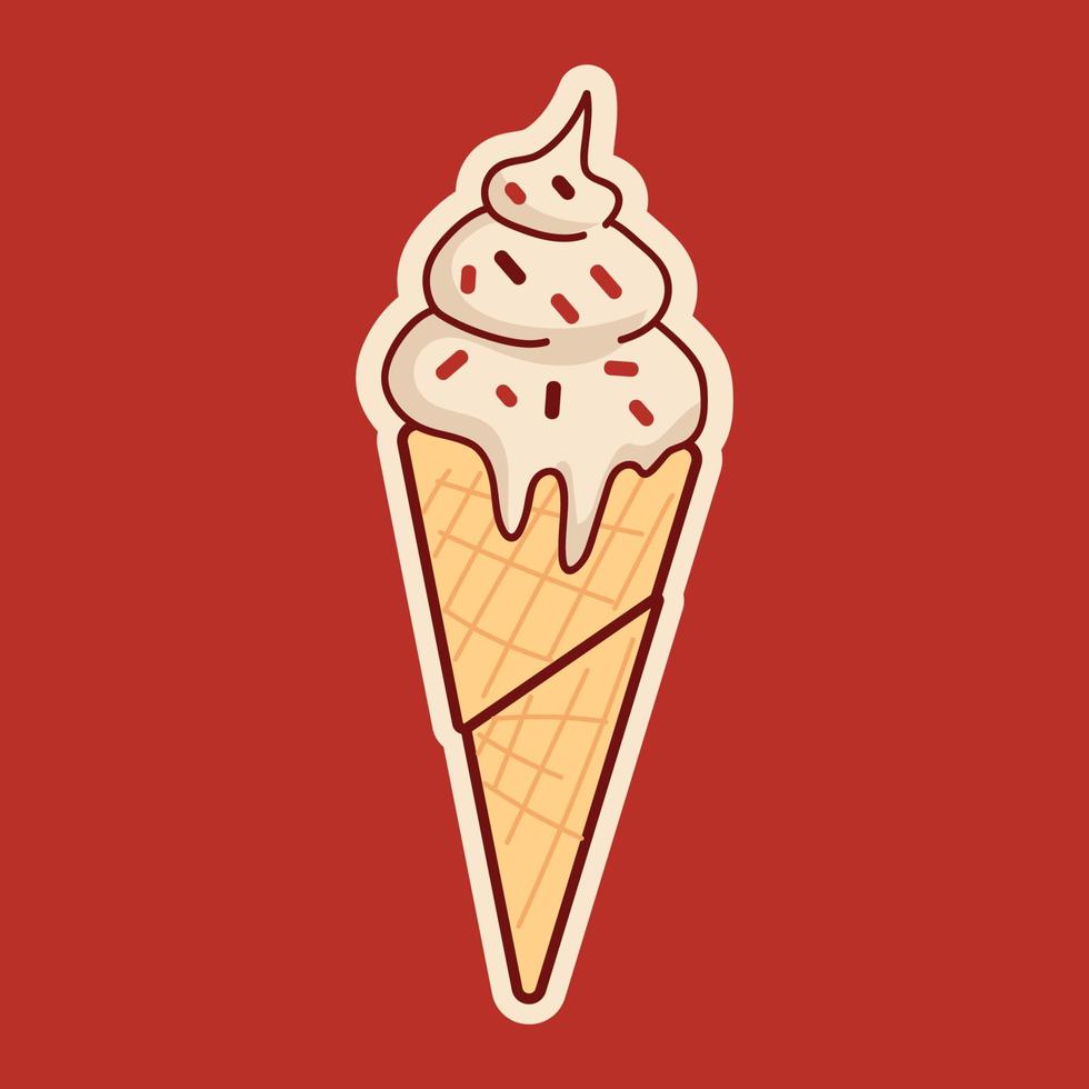 vanilla ice cream Sticker Character vector