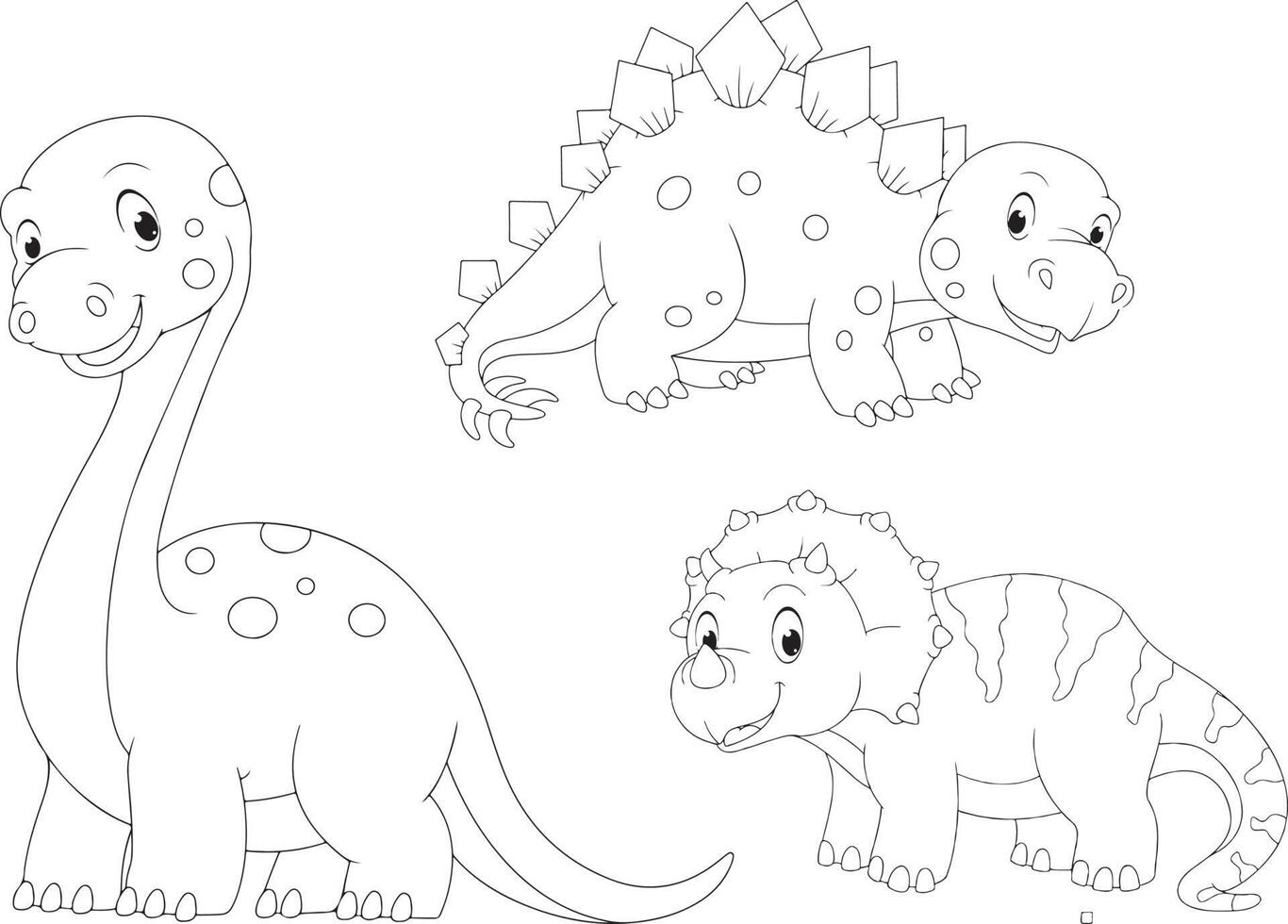 Various dinosaurs line art. Vector illustration for coloring pages, coloring book, etc