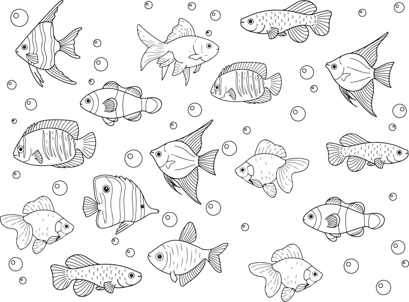 Line art of fish. Vector illustration for coloring pages, coloring book, sticker, poster, etc