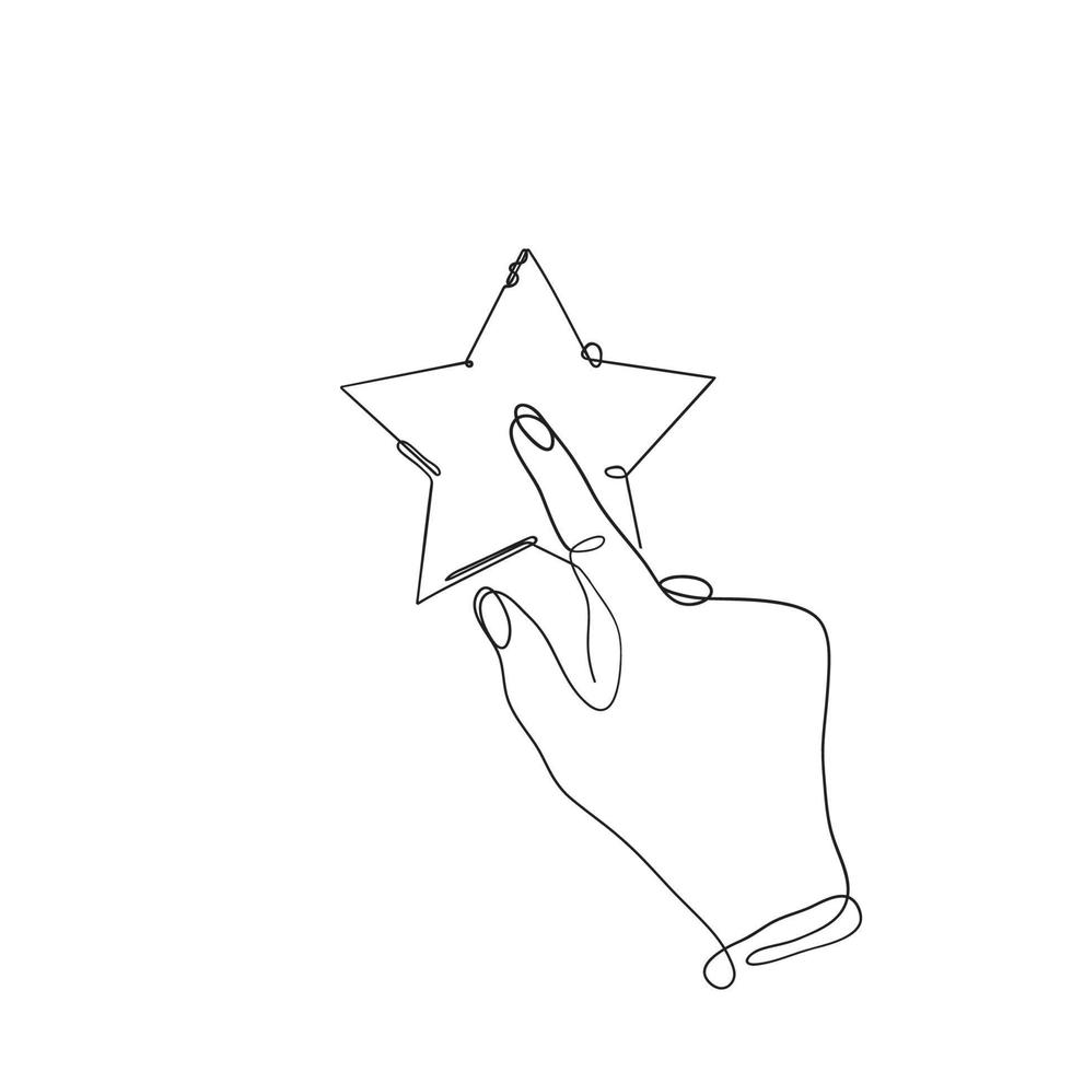 continuous line drawing finger pointing at star rating illustration vector