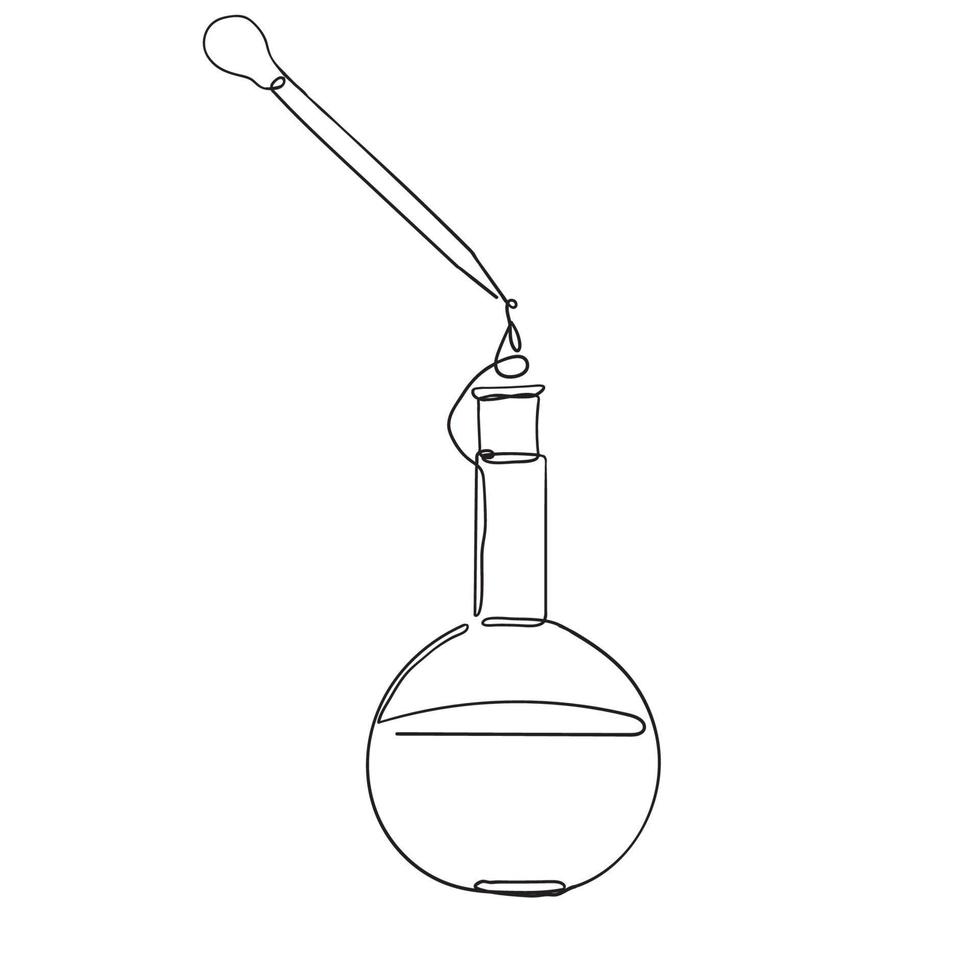 continuous line drawing laboratory glass tube illustration vector