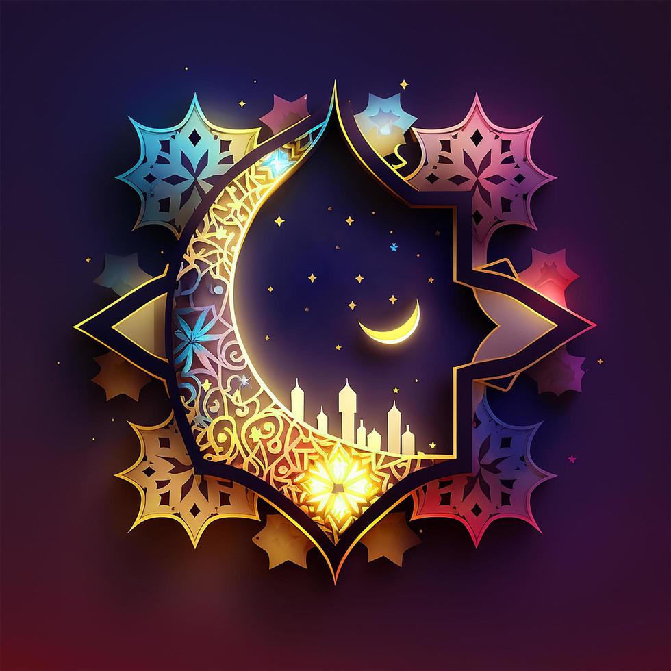 Islamic greetings ramadan kareem card design background with 3d style photo