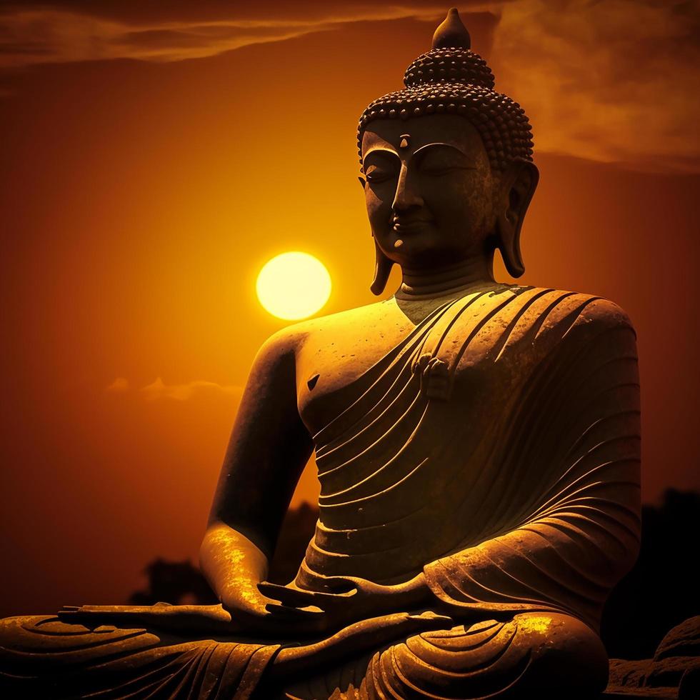 estatua de Buda a puesta de sol silueta foto