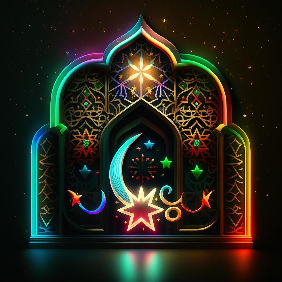 Islamic greetings ramadan kareem card design background with 3d style photo